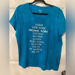 Michael Kors Teal City Print Women's Tee